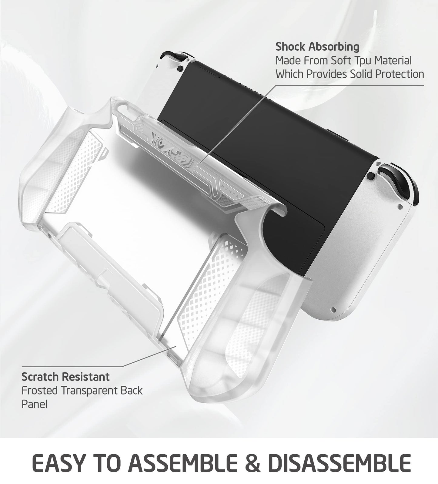 Mumba TPU Grip Case for Nintendo Switch OLED 2021 - Transparent/Green, Model 810001772994, Joy-Con Compatible