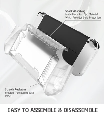 Mumba TPU Grip Case for Nintendo Switch OLED 2021 - Transparent/Green, Model 810001772994, Joy-Con Compatible