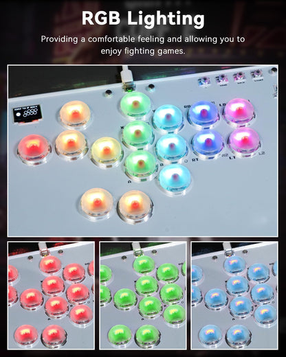 Sehawei Haute42 Arcade Stick - 16 Keys, Turbo Functions, Custom RGB, T16 White, Compatible with PC/PS3/PS4/Switch/Steam