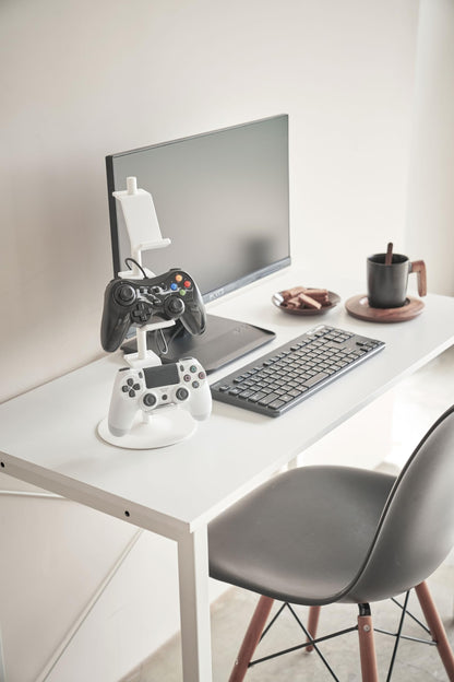 YAMAZAKI Smart Universal Adjustable Game Controller Stand - Alloy Steel, One Size, White, Model 5088-P
