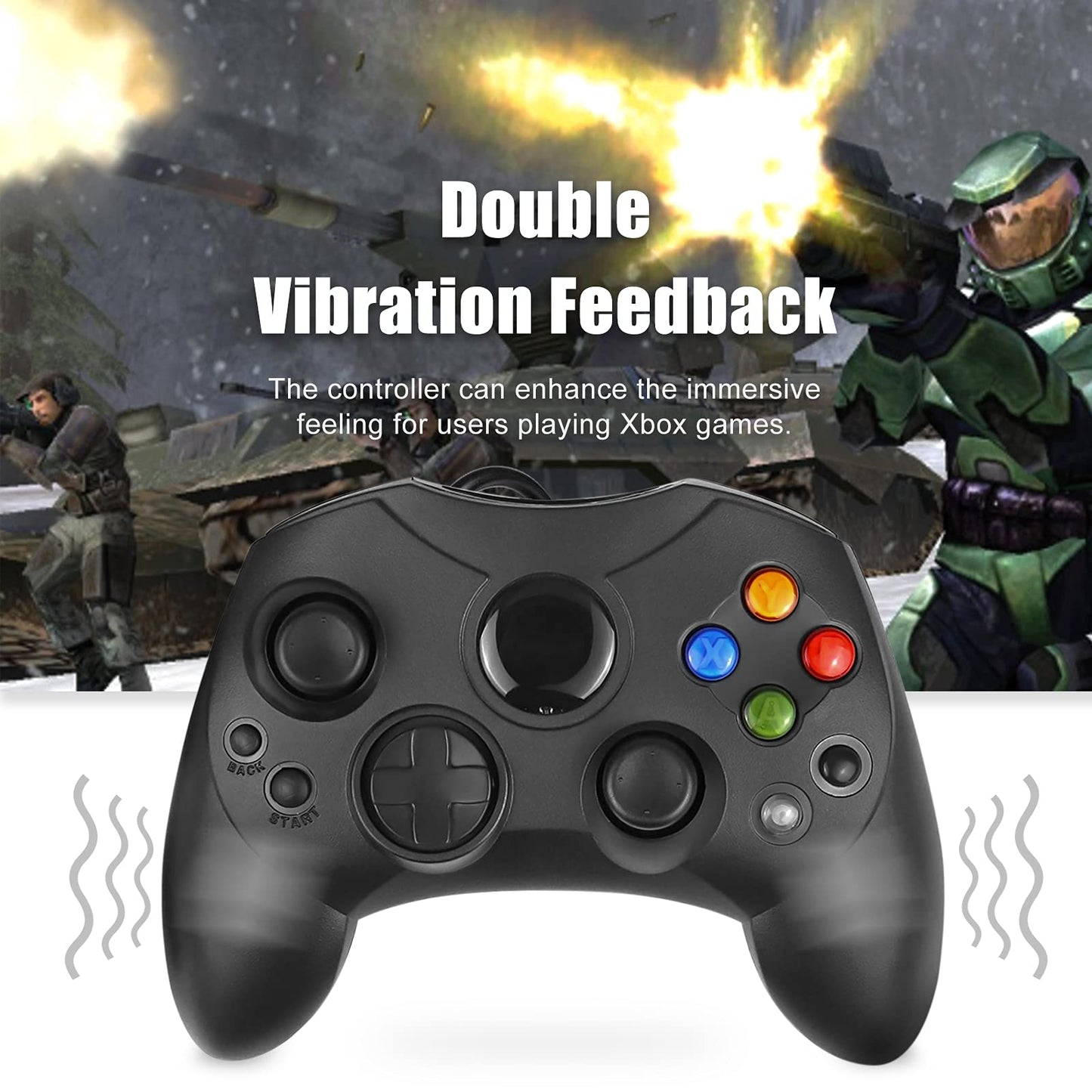 Yioone Xbox Controller Replacement - S-Type Classic Controller for Original Xbox Console - Black