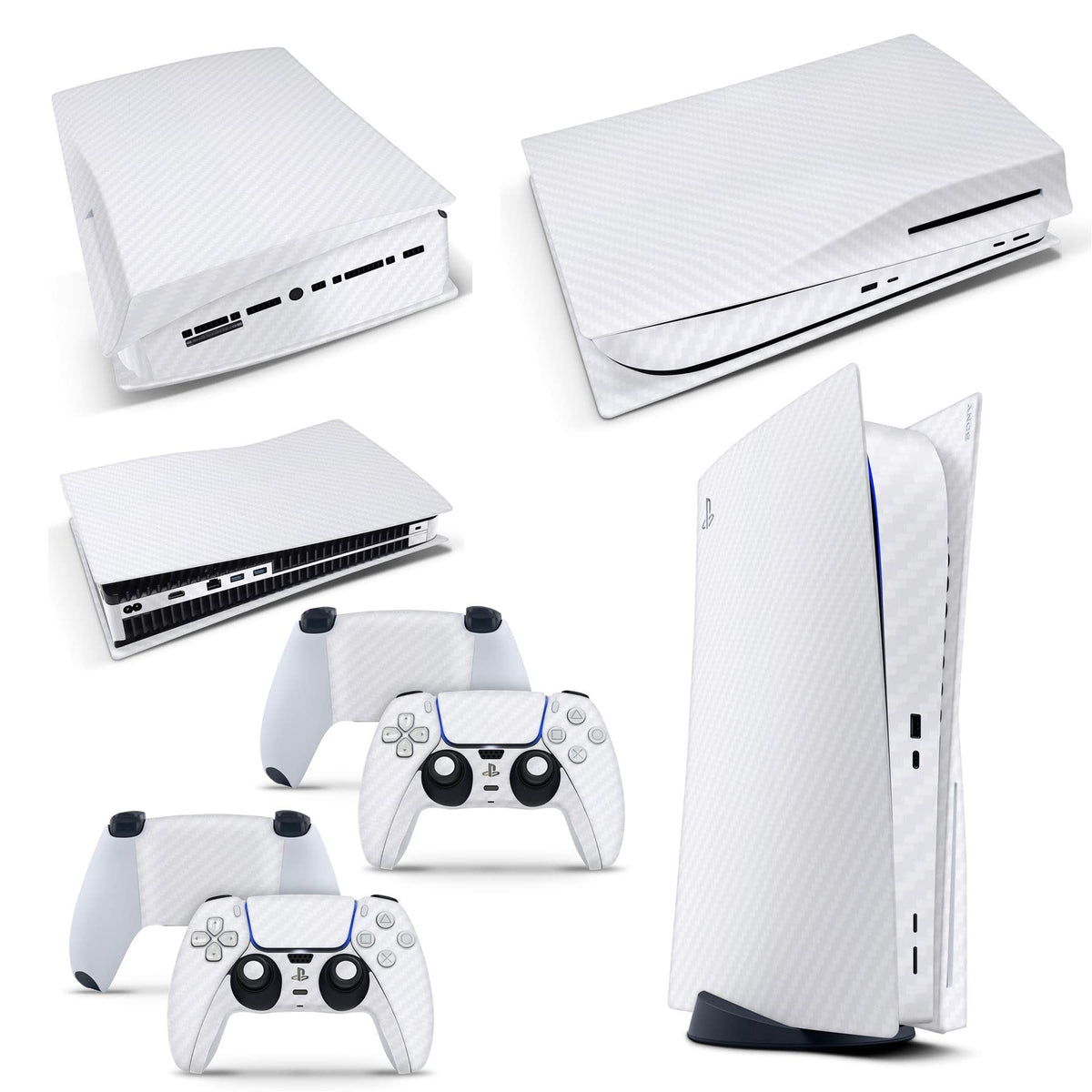giZmoZ n gadgetZ GNG PS5 Digital Console Carbon White Skin Decal Vinal Sticker + 2 Controller Skins Set
