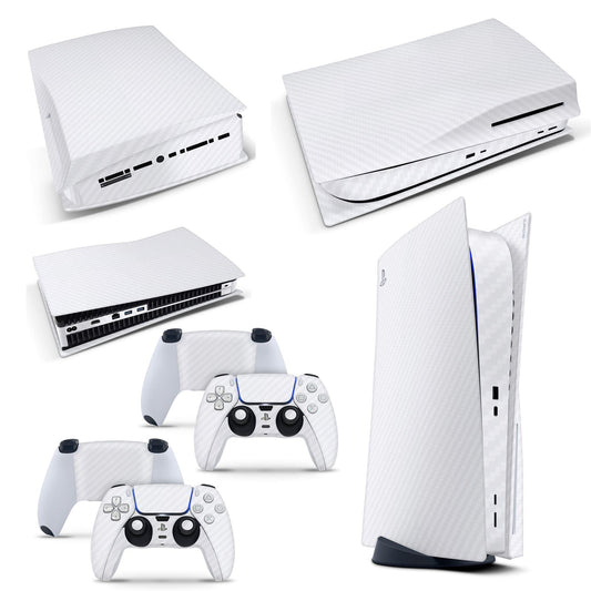 giZmoZ n gadgetZ GNG PS5 Digital Console Carbon White Skin Decal Vinal Sticker + 2 Controller Skins Set