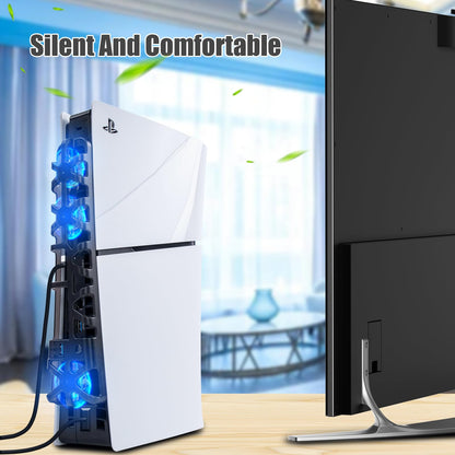 ECHZOVE PS5 Slim Cooling Fan Station - 3 Cooling Fans, USB 3.0, Compatible with PS5 Slim Digital/Ultra HD, Black