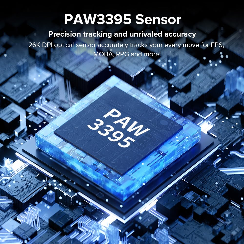 DeLUX M900PRO Wireless Gaming Mouse - 8000Hz Polling Rate, 26000DPI, Ergonomic Design, RGB Dock, Blue