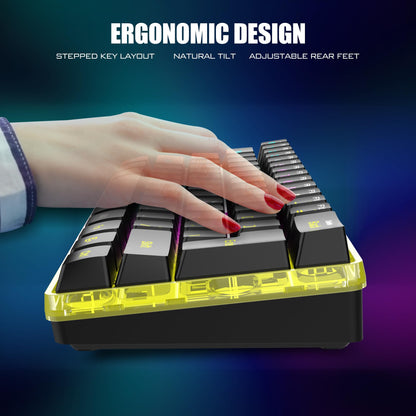 RedThunder 60% Wireless Gaming Keyboard & Mouse Combo, Rechargeable, RGB, Ergonomic, Black, Model K62