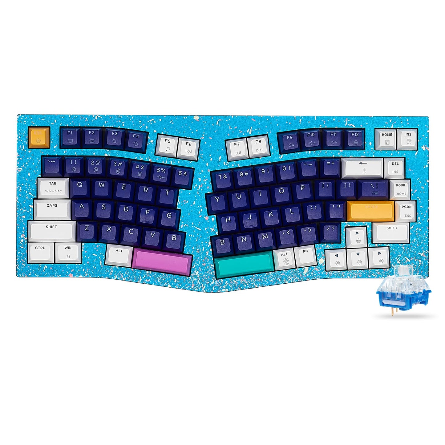Hexgears F2 Alice83 Aluminum Custom Mechanical Keyboard  Split 83 Keys Alice Layout Ergonomic Keyboard  Hot Swappable Slient Linear Switch  BT5.0/2.4GHz/USB-C  RGB Backlit for Win/Mac (Color Blue)