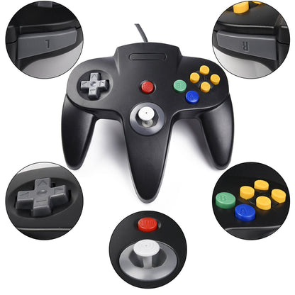 suily 2 Pack USB Wired N64 Controller for PC/MAC/Linux, Black/Gray Gamepad Joystick