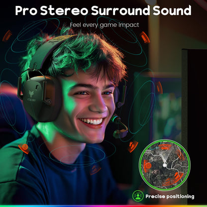 WESEARY Wireless Gaming Headset WG4 - 2.4GHz & Bluetooth 5.4, ENC Mic, Ultra-Low Latency, Stereo Sound, Black