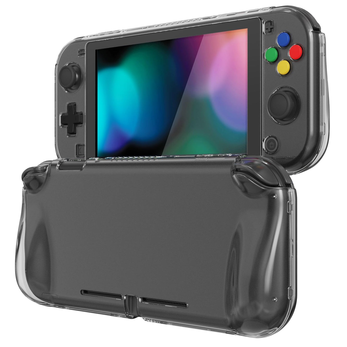 PlayVital Clear Series Protective Case for Nintendo Switch Lite  Glossy Ergonomic Hard Grip Cover - Shock-Absorbent Anti-Scratch Shell Case with Screen Protector & Thumb Grips & Button Caps