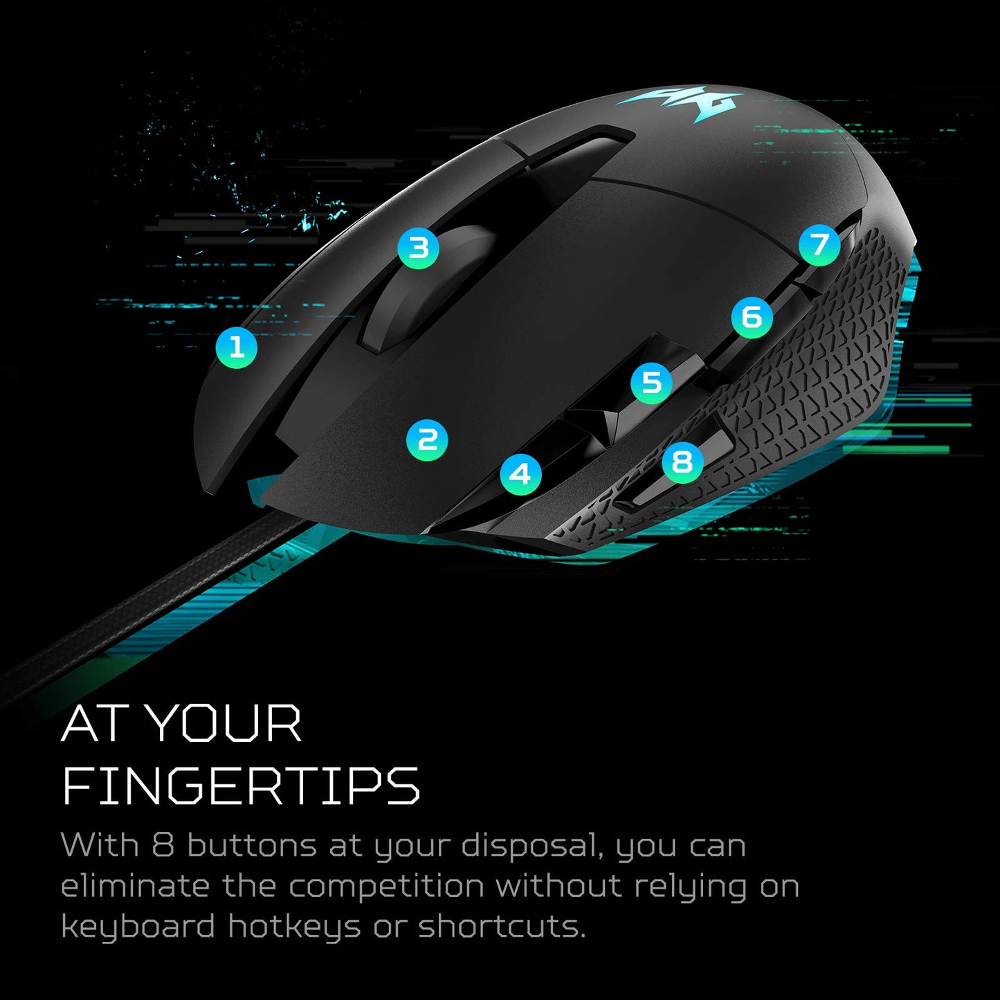 Acer Predator Cestus 315 Gaming Mouse - PixArt Sensor, Adjustable DPI, 8 Buttons, Pack of 1, Cestus 315 Model