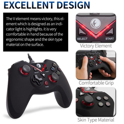 IFYOO V-one Wired USB Gaming Controller for PC, Steam, Android & PS3 - Red, Model IFYOO-V108