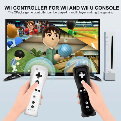 ADHLEK Wii Controller 2 Pack - Black Remote with Silicone Case & Wrist Strap