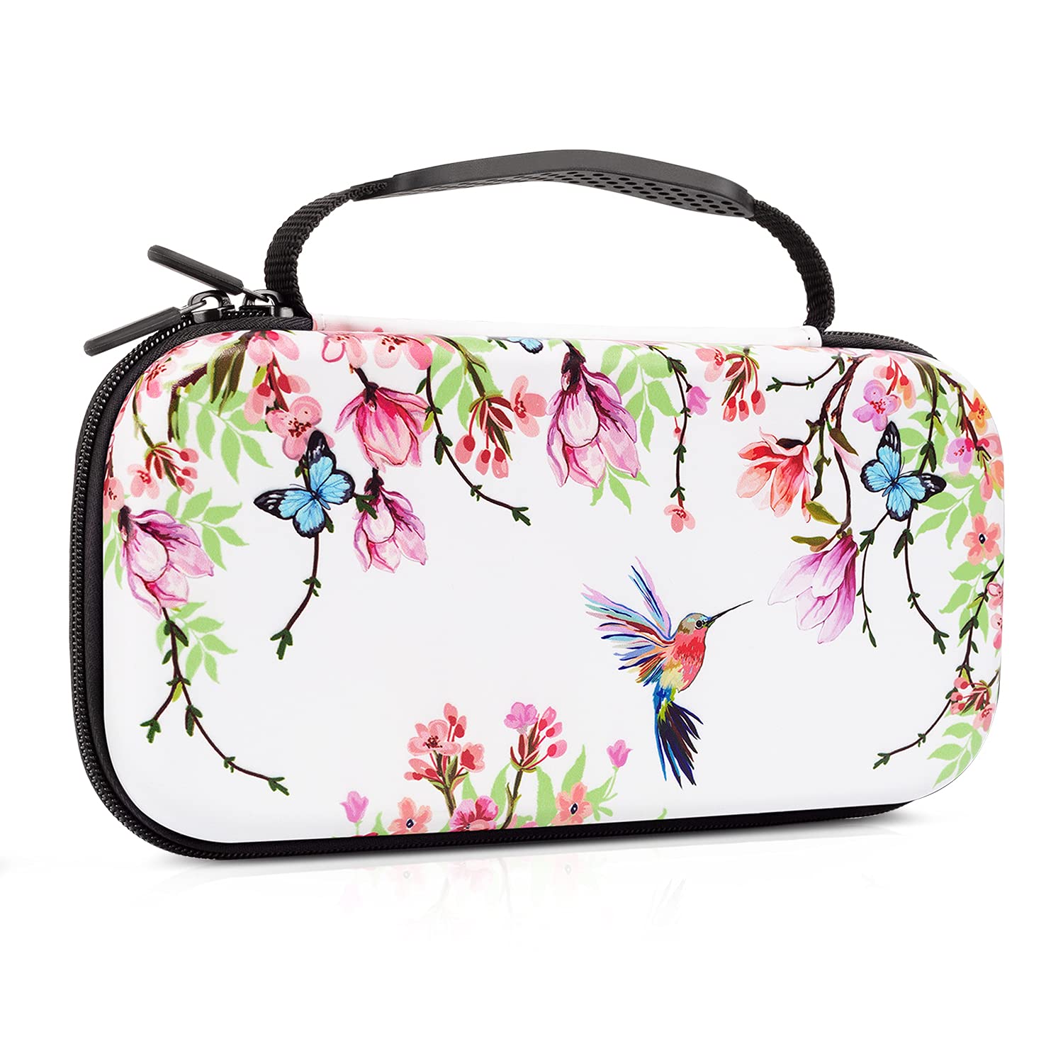 Nintendo Switch Case OLED Model 2021  Carry Case for Nintendo Switch Women Girls Travel Storage Shockproof Hard Shell Cases with 16 Game Card Slot for Nintendo Console Joy-Con&Accessories Flowers Bird