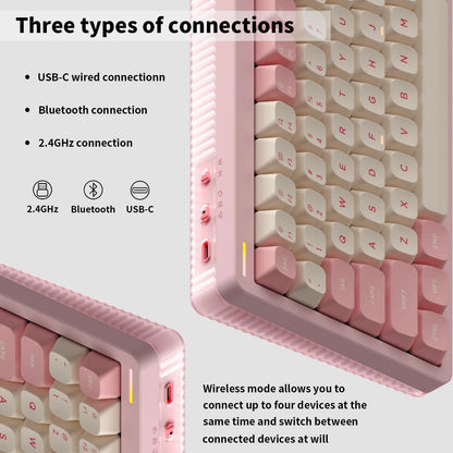 nuphy Halo75 V2 Mechanical Gaming Keyboard, 75% Wireless, Hot Swappable, RGB Backlit, Pink, Lemon (55gf)