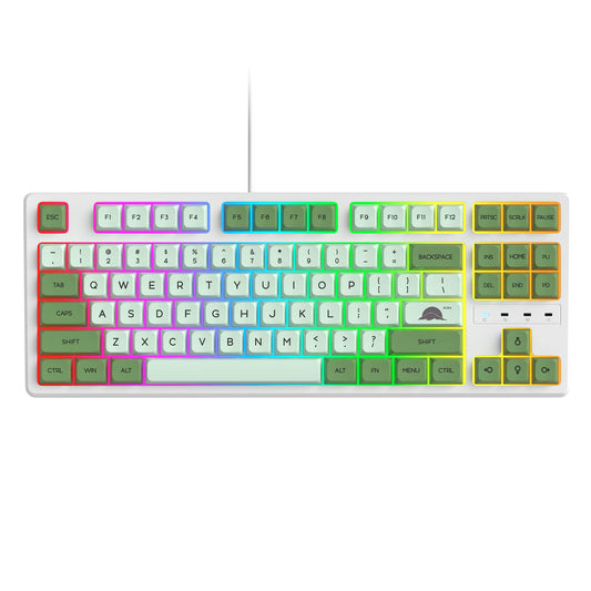 Fogruaden 75% Mechanical Keyboard with Red Switch  RGB Backlit Gaming Keyboard  87 Keys Compact TKL Wired Keyboard for Win/Mac Laptop PC Gamer - Matcha