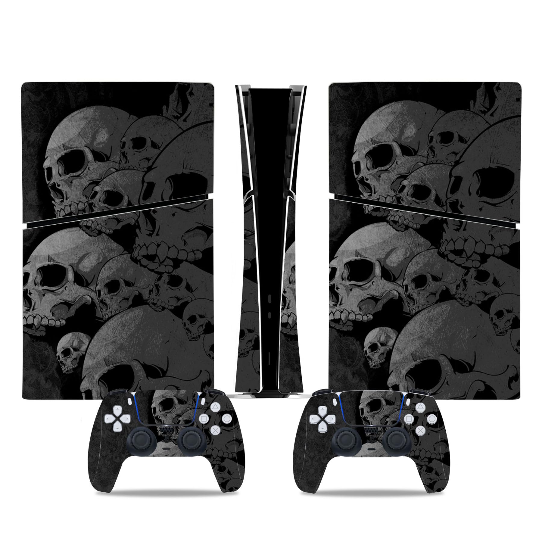 Skin Sticker for PS5 Slim Console, Protective Cover Decal Wrap for Digital Edition Controller (Grey)