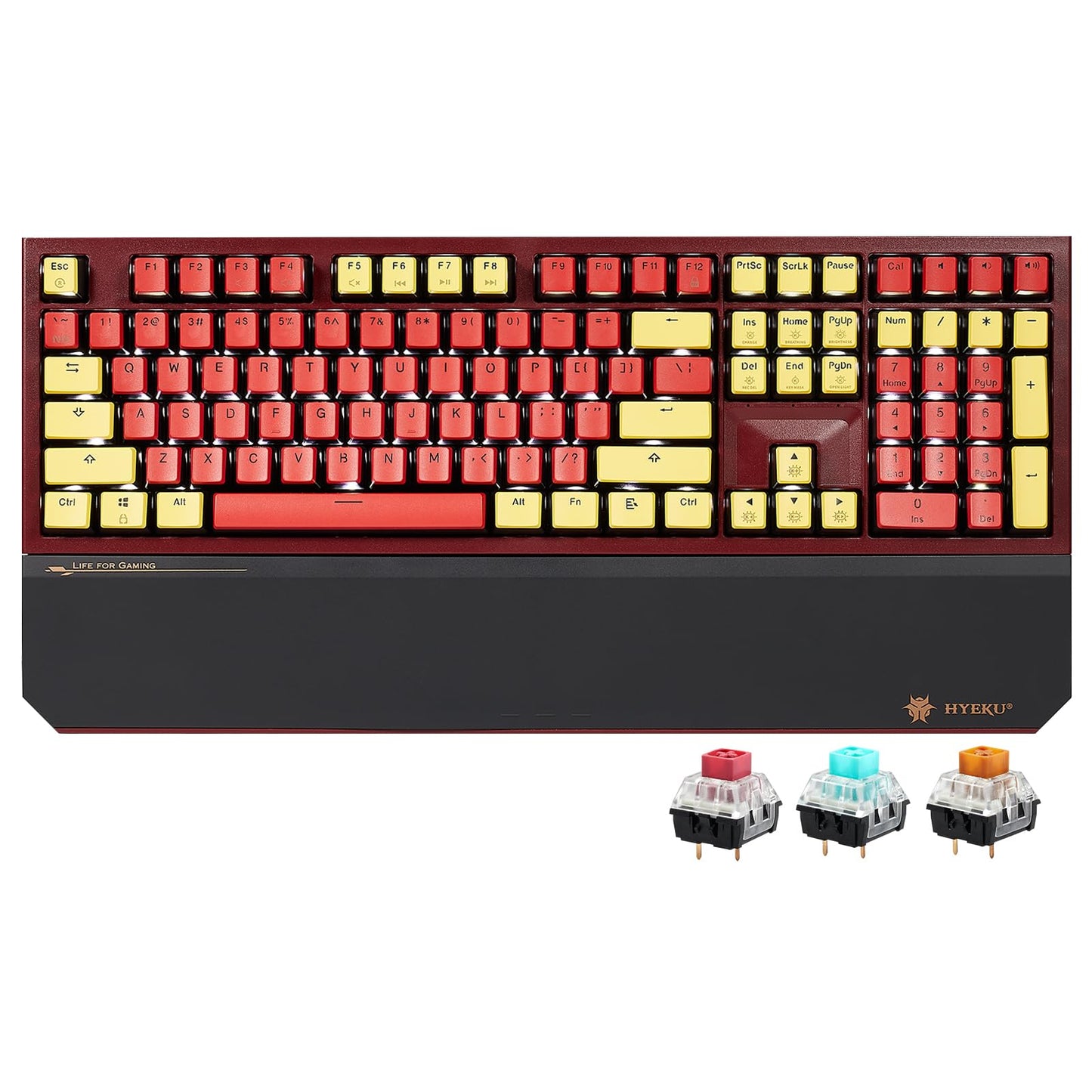 Hexgears X5 Wireless Mechanical Keyboard Full Size 108 Keys  Kailh Box 3.0 Tactile Switch  Ergonomic  N-Key Rollover  Backlit Gaming Keyboard with Wrist Rest (Yellow)