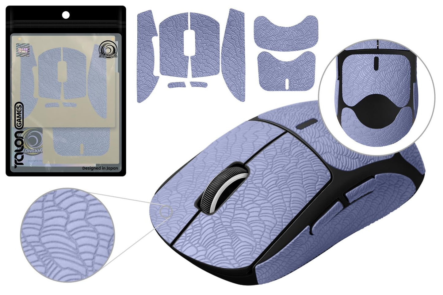 TALONGAMES Grip Upgrade Mouse Anti Slip Grip Tape  Compatible with Logitech G PRO X Superlight Wireless  Superlight 2 Gaming Mouse  Waves Pattern  Sweat Resistant  Cut to Fit  Easy to Apply (Blue)