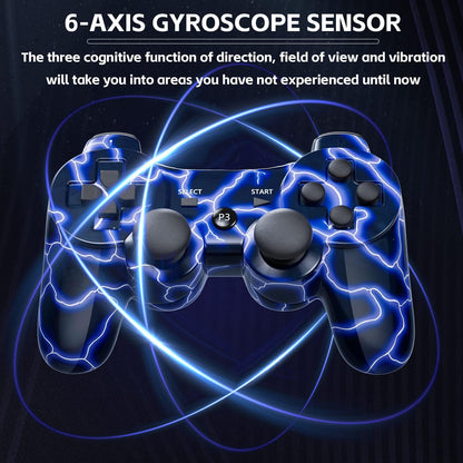 Burcica PS3 Wireless Controller 2 Pack - Motion Sense, Dual Vibration, BlueFlash & RedFlash