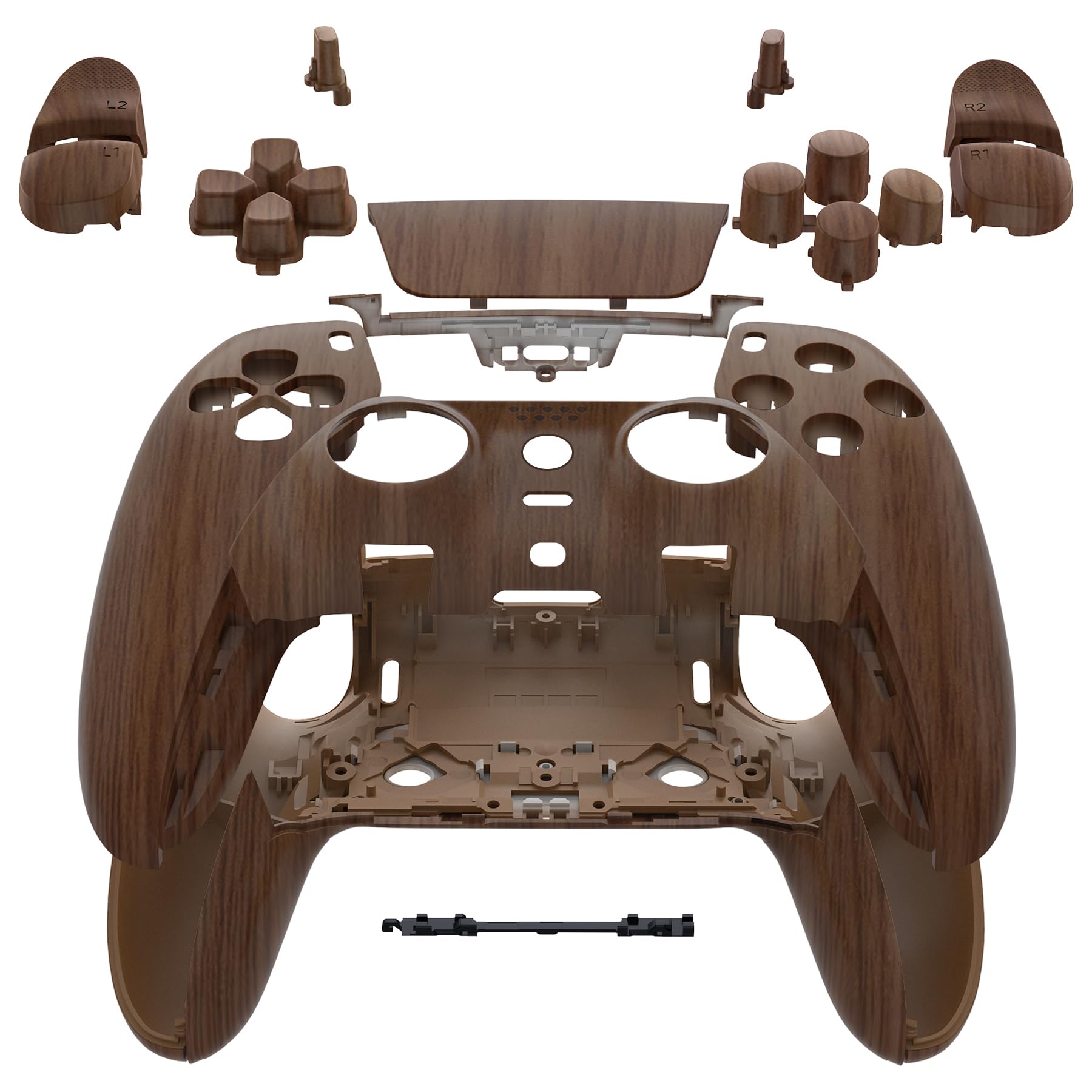 eXtremeRate Full Set Shell with Buttons Touchpad Cover Compatible with p s 5 Edge Controller  Wood Grain Replacement Decorative Trim Shell Front Back Plates Compatible with p-s-5 Edge Controller