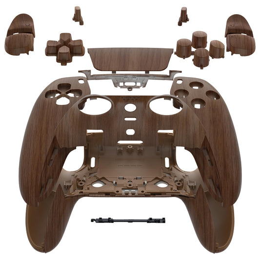 eXtremeRate Full Set Shell with Buttons Touchpad Cover Compatible with p s 5 Edge Controller  Wood Grain Replacement Decorative Trim Shell Front Back Plates Compatible with p-s-5 Edge Controller