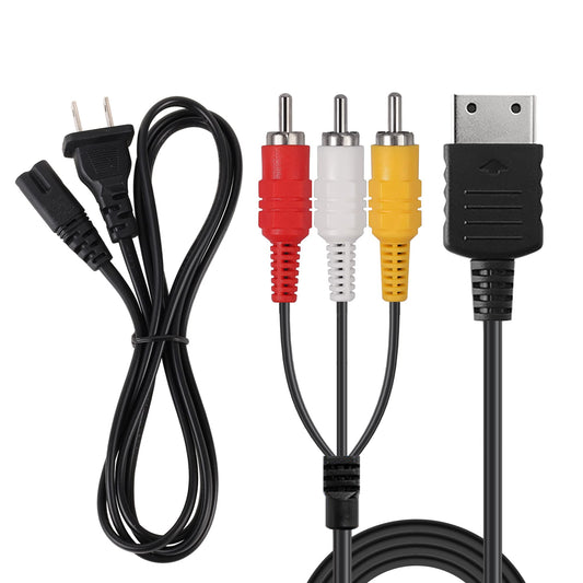 Power Cord and AV Cable for Dreamcast  2 Prong Power Supply & Audio Video RCA AV Cable Compatible with Sega Dreamcast DC Console
