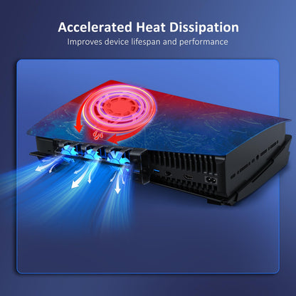 NexiGo PS5 Horizontal Stand with Cooling Fan, USB 3.0, LED Light, Auto Power On/Off, Black, Model 1551S BLK