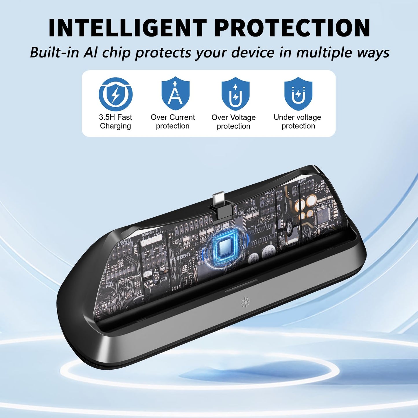 LANCUBE PS Portal Charging Stand Dock - 7 RGB Light Modes, Type-C Cable, Black, Model P3710-black