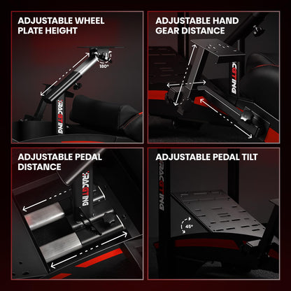 RACGTING Racing Simulator Cockpit with Monitor Stand for G PRO/G29/G920/G923, Thrustmaster T300RS, FANATEC CSL DD - Black and Red