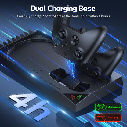 YUANHOT Vertical Cooling Stand for Xbox Series X, Charging Dock with 1400mAh Battery Pack, Dual Controller Ports, Black
