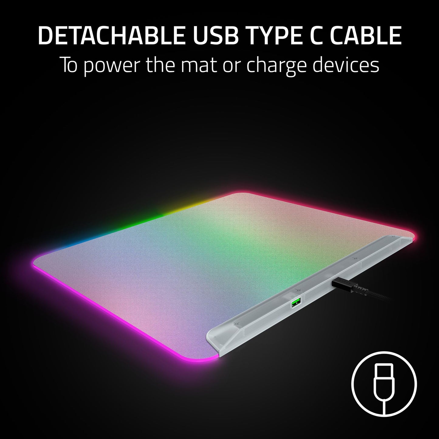 Razer Firefly V2 Pro RGB Gaming Mouse Mat - 15 Zone Lighting, USB-C, Micro Textured Surface, 14.2L x 11W inches, Phantom White