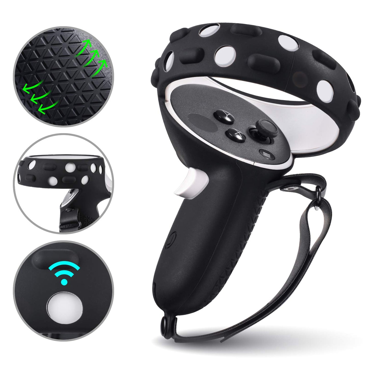 KANG YU Oculus Quest 2 Accessories - VR Silicone Face Cover, Touch Controller Grip Cover, Black