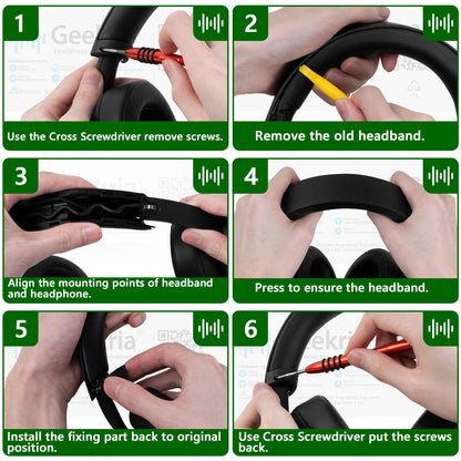 GEEKRIA Protein Leather Headband Pad for Xbox Headphones - Replacement Band, Black, Model PJZ283-01