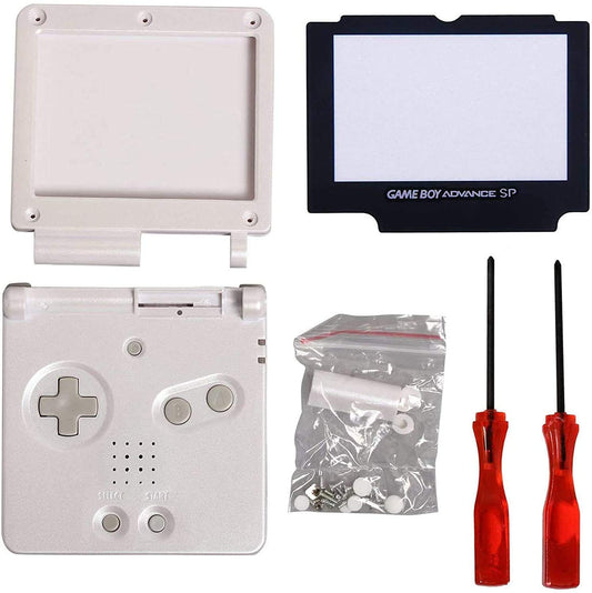 Timorn GBA SP Full Housing Shell Case Cover + Screen Protector - Model T215 (White Pack)