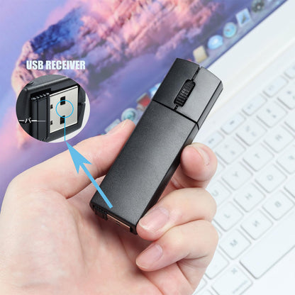 elec Space Wireless Mini Finger Mouse - Silent Dual-Mode Bluetooth & 2.4GHz, Ergonomic, Portable, Black