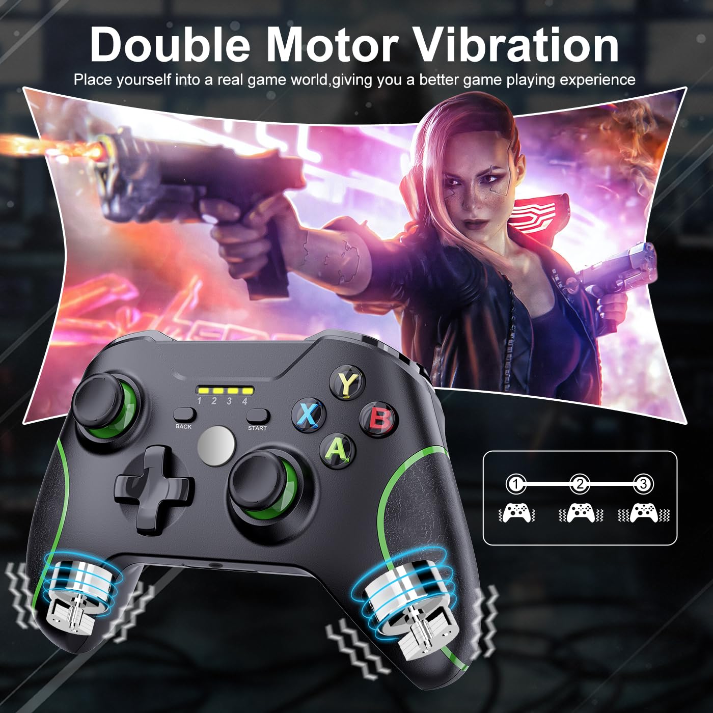ADHJIE Xbox One Controller - 2.4GHz Wireless, 3.5mm Audio Jack, Black