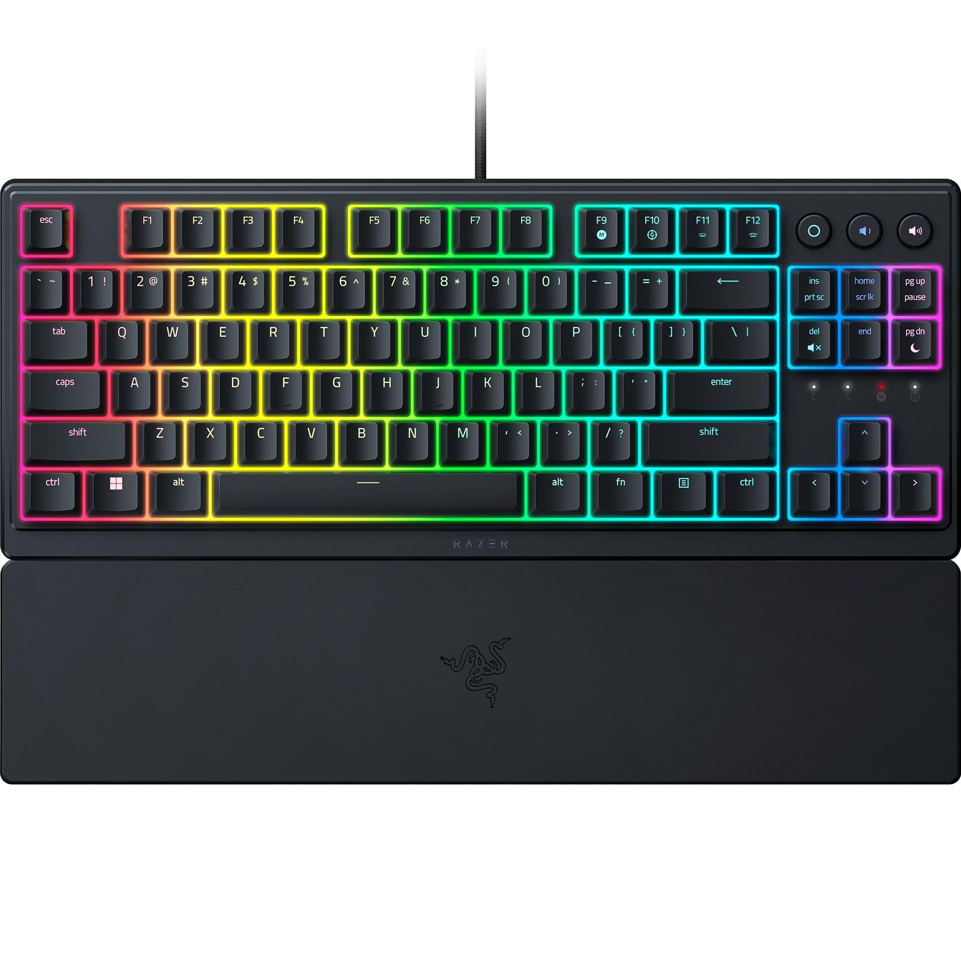 Razer Ornata V3 TKL Gaming Keyboard - Low Profile, Mecha Membrane, RGB Lighting, Black, Spill Resistant, Model RZ03-04880200-R3U1
