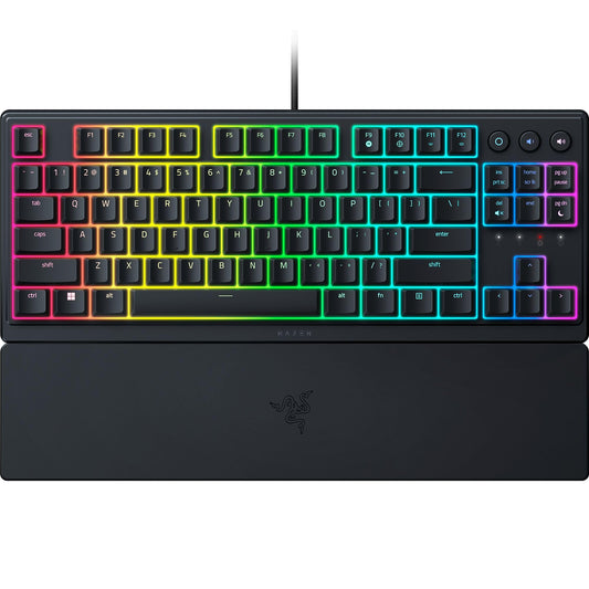 Razer Ornata V3 TKL Gaming Keyboard - Low Profile, Mecha Membrane, RGB Lighting, Black, Spill Resistant, Model RZ03-04880200-R3U1