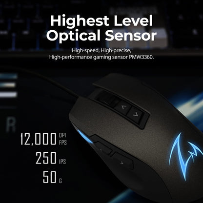 Zalman GM7 RGB Optical Gaming Mouse, PMW3360 Sensor, 12,000 DPI, Black