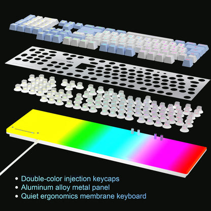 MageGee Gaming Keyboard and Mouse Combo, RGB Backlit, 104 Keys, Wired, White/Blue