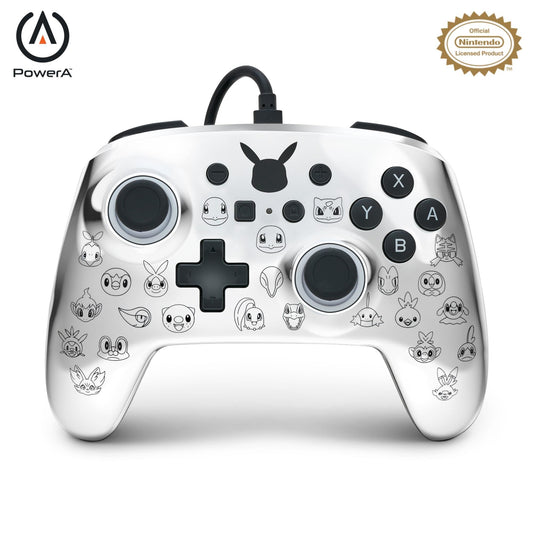 PowerA Enhanced Wired Controller for Nintendo Switch - Pikachu Black & Silver, Model 1522785-01
