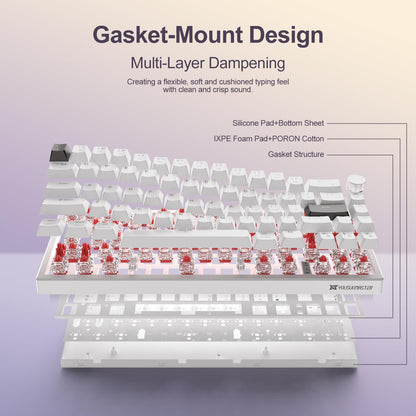YOUSUOMASTER X82 60% Wired Gaming Keyboard, RGB Backlit, Hot Swappable Red Switch, Mini Design, White