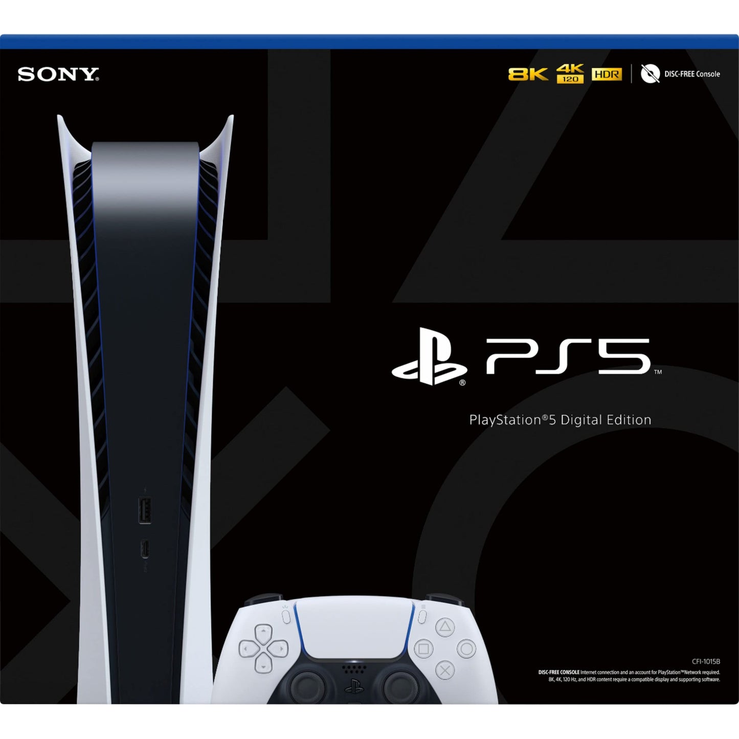Sony PlayStation 5 Digital Edition Console - 825GB SSD, 16GB RAM, 120Hz 8K Output, White