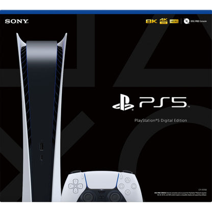 Sony PlayStation 5 Digital Edition Console - 825GB SSD, 16GB RAM, 120Hz 8K Output, White