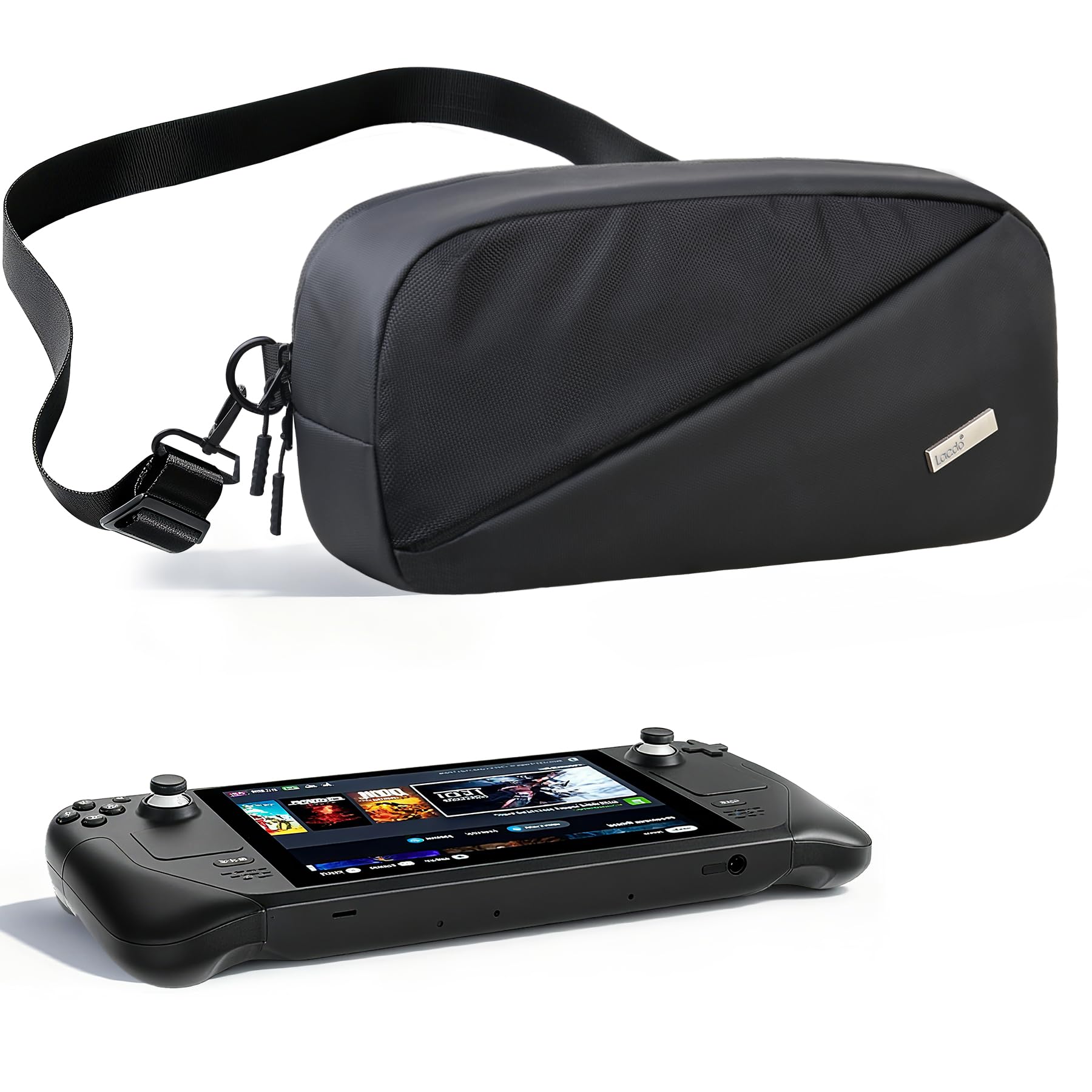 Lacdo Carrying Case for Nintendo Switch 2 / Steam Deck OLED/ROG Xbox Ally X Storage Portable Bag  Protective Crossbody Sling Bag  Steamdeck Case Switch 2 Case Bag Fit Console & Accessories  Black