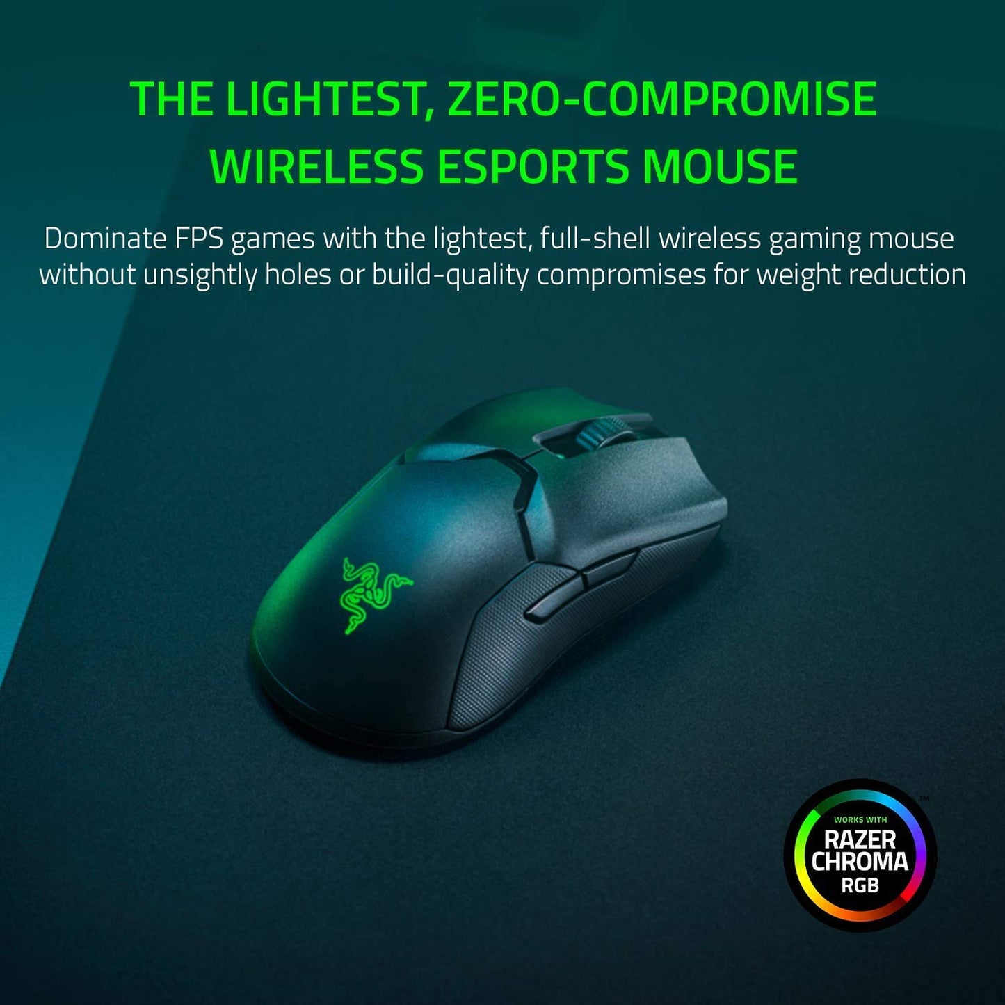 Razer Viper Ultimate Wireless Gaming Mouse with RGB Dock - 20K DPI, 8 Buttons, Classic Black, Model RZ01-03050100-R3U1