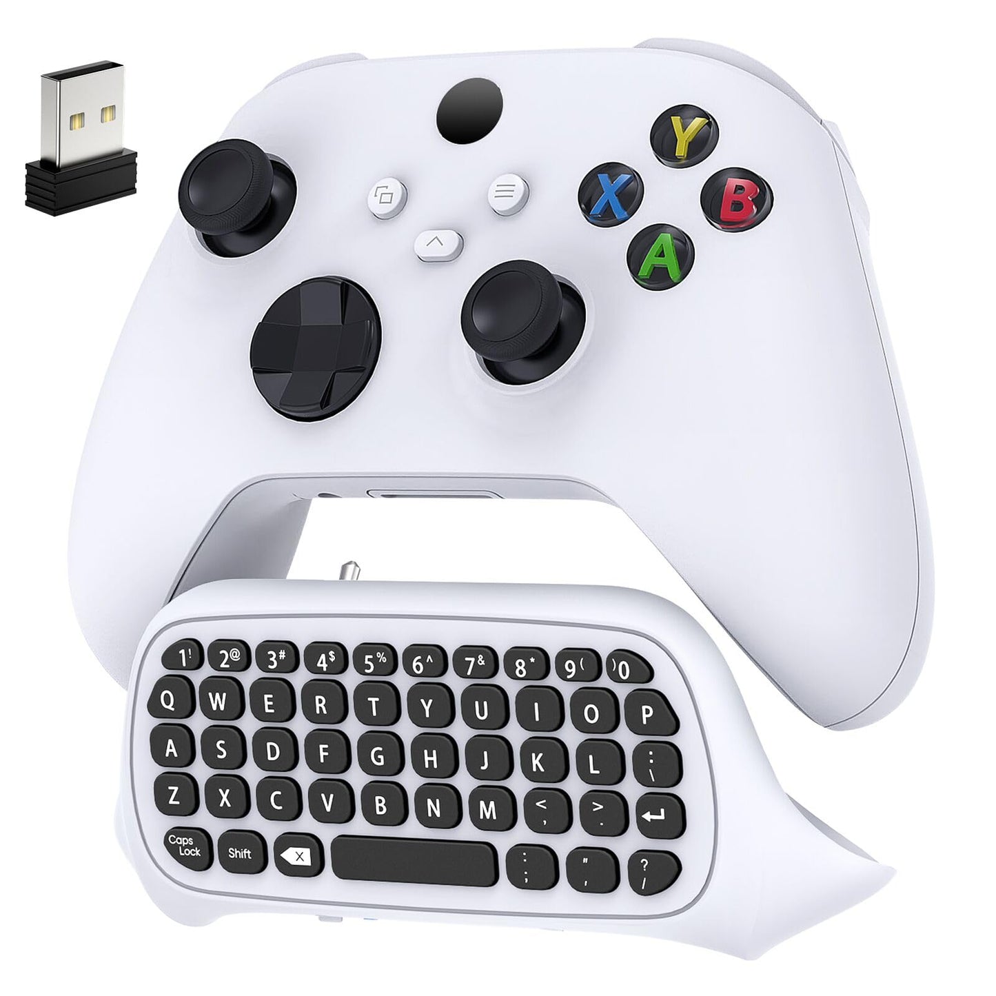 Keyboard for Xbox Series X/S  One X/S  Elite One/2 Controller  Wireless Chatpad Gaming Keypad With USB Receiver  Speaker  3.5mm Audio Jack Accessories (Controller Not Included)  White
