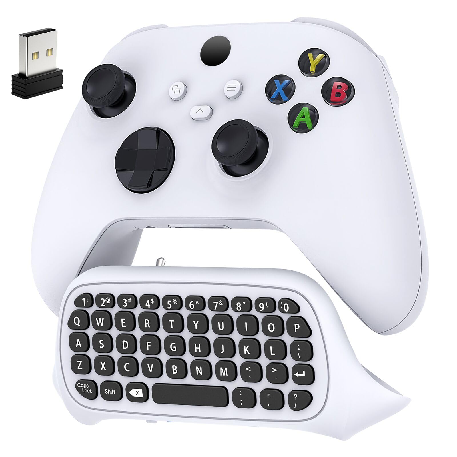 Keyboard for Xbox Series X/S  One X/S  Elite One/2 Controller  Wireless Chatpad Gaming Keypad With USB Receiver  Speaker  3.5mm Audio Jack Accessories (Controller Not Included)  White