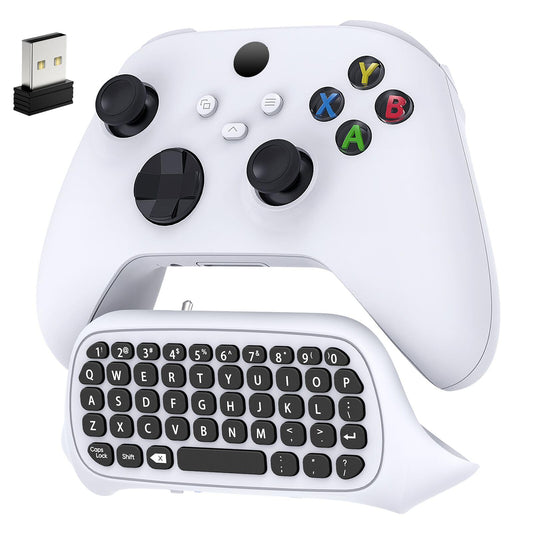 Keyboard for Xbox Series X/S  One X/S  Elite One/2 Controller  Wireless Chatpad Gaming Keypad With USB Receiver  Speaker  3.5mm Audio Jack Accessories (Controller Not Included)  White
